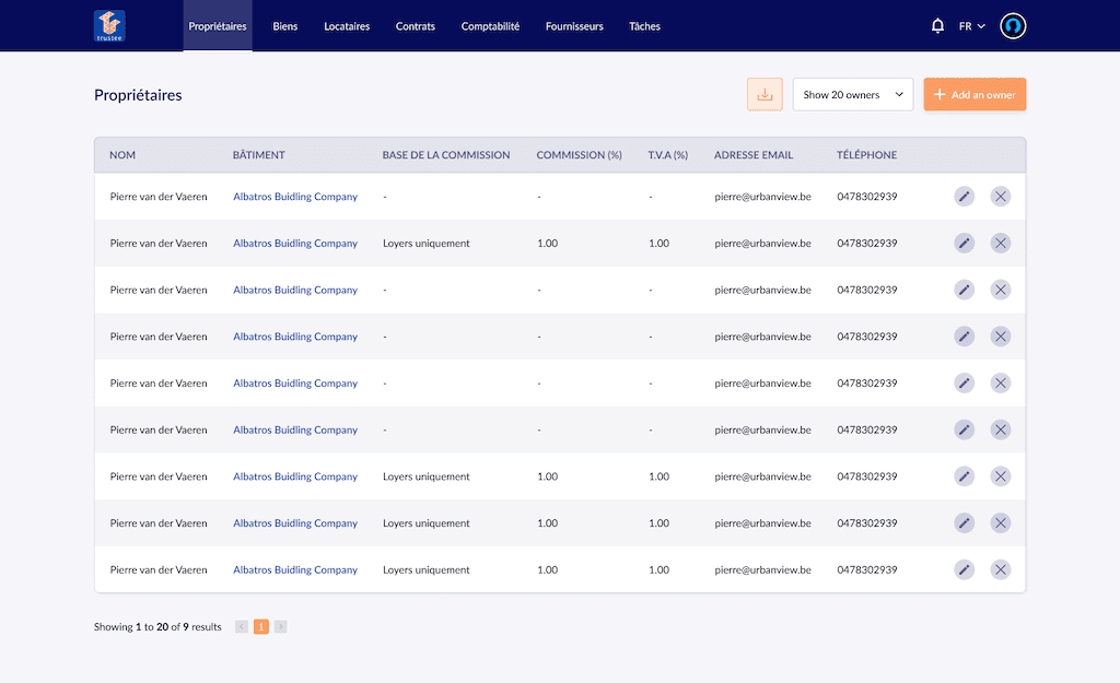 Real estate management dashboard showing property portfolio overview and fund separation ledger